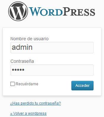 Formulario de acceso a WordPress