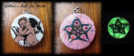 Broches navideños y un colgante (hechos con esmaltes)