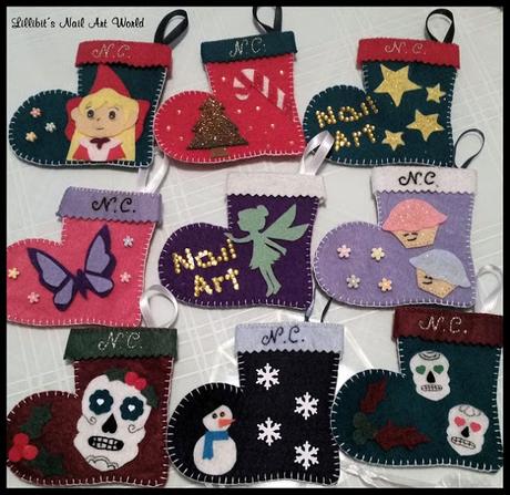 Broches navideños y un colgante (hechos con esmaltes)