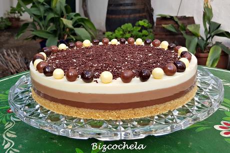 TARTA TRES CHOCOLATES, FÁCIL Y SIN HORNO