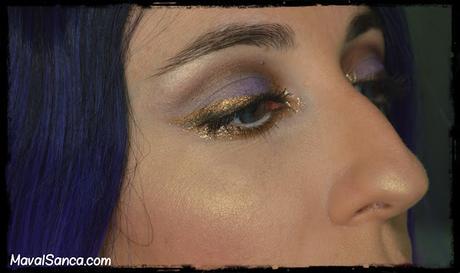 Maquillaje Festivo: Sombra Kitten de Wet N Wild - Violeta y Dorado con Glitter/ Holiday Makeup: Wet N Wild Kitten Eyeshadow - Violet and Gold with Glitter