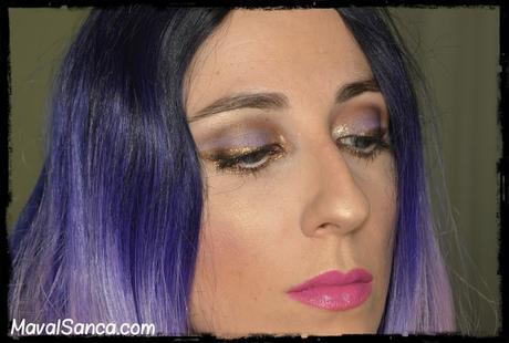 Maquillaje Festivo: Sombra Kitten de Wet N Wild - Violeta y Dorado con Glitter/ Holiday Makeup: Wet N Wild Kitten Eyeshadow - Violet and Gold with Glitter