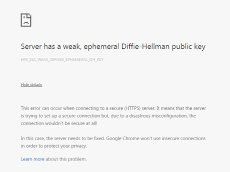 Firefox error: Server has a weak ephemeral Diffie-Hellman public key