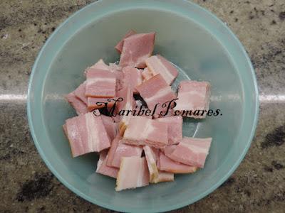 Tortilla con champiñon y bacon.