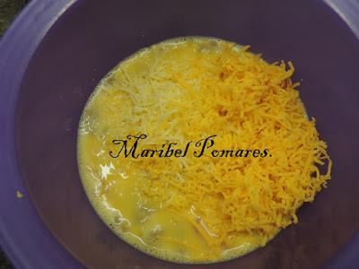 Tortilla con champiñon y bacon.