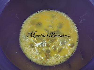 Tortilla con champiñon y bacon.