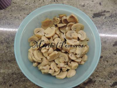 Tortilla con champiñon y bacon.