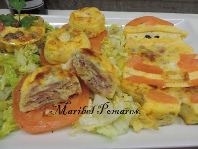 Tortilla con champiñon y bacon.