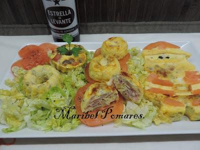 Tortilla con champiñon y bacon.