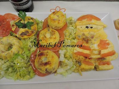 Tortilla con champiñon y bacon.