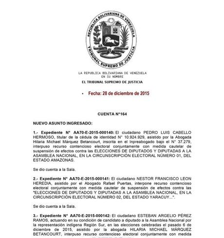 TSJ impugna diputados electos- EXTRA-