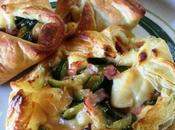 Paquetitos hojaldre rellenos Paquetes calabacín, emmental jamón cocido Fagottini zucchine, cotto