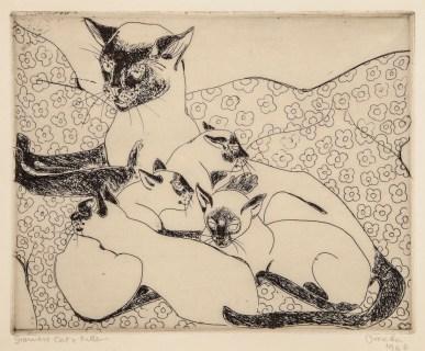 Gata siamesa y gatitos, de Orovida Camille Pissarro (1946)