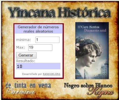 GANADORES DEL SORTEO DE DOS EJEMPLARES DE “DIAMANTE AZUL”, de Care Santos, en el Sorteo de Bienvenida a la Yincana Histórica