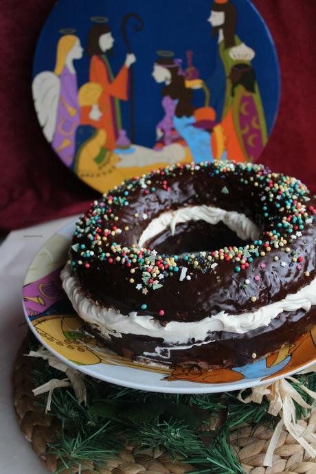 Roscón de Reyes de chocolate y moka - sin masa madre Roscón de Reyes de chocolate y moka - sin masa madre