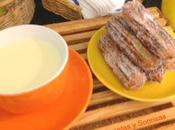 Churros rellenos chocolate blanco taza