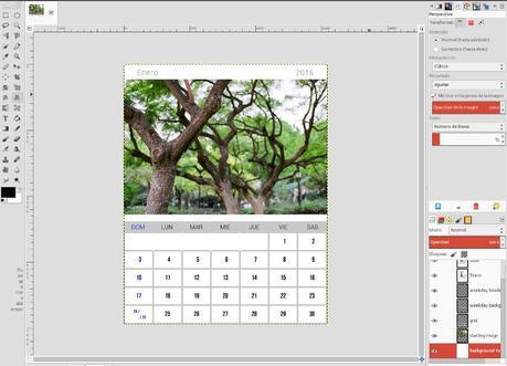 Hacer calendario con foto en Gimp