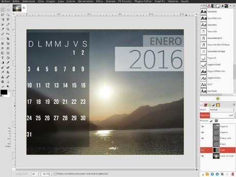 Crear un calendario en Gimp