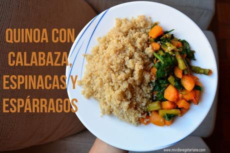 Quinoa con calabaza, espinacas y espárragos