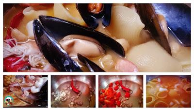 Guiso de mariscos con garbanzos