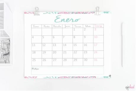 Freebie: Calendario Enero