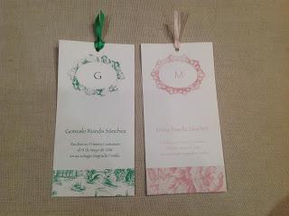 Recordatorios y caja a juego para Primera Comunión