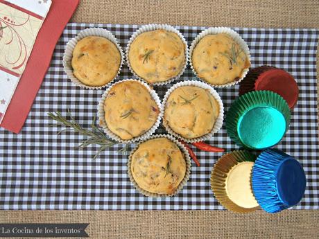 Muffins de Jamón, Cebolla y Romero