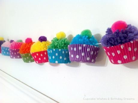 Cupcakes con pompones de lana -DIY-