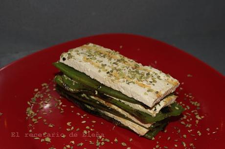 Lasaña de tofu y pimiento verde