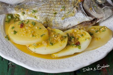 Lubina (o chopa) con Patatas al Vapor en Thermomix