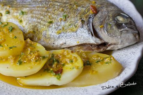 Lubina (o chopa) con Patatas al Vapor en Thermomix