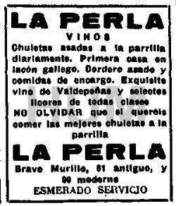 La Sociedad de La Parrilla y las chuletas madrileñas. Madrid, 1916