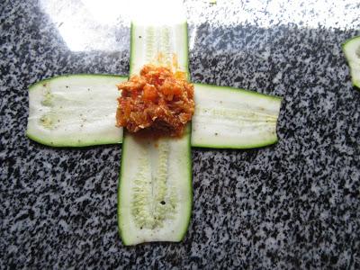 Raviolis de calabacín y pollo