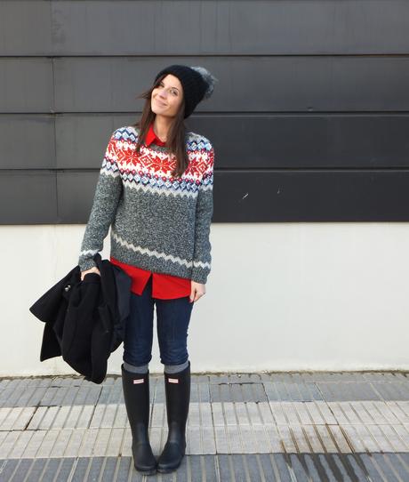 blog sobre moda hunter boots y jersey navideño