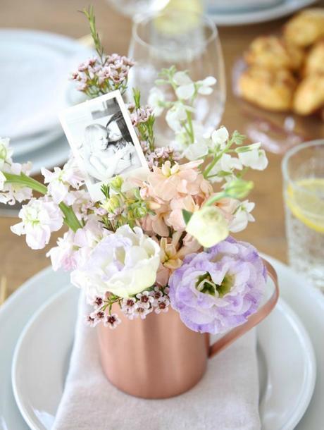 Mesa decorada para el cumpleaños de mamá