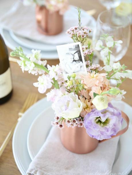 Mesa decorada para el cumpleaños de mamá