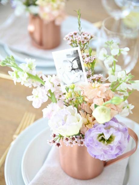 Mesa decorada para el cumpleaños de mamá
