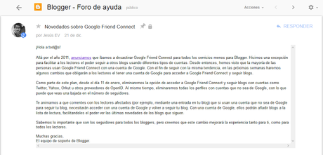 Cambios de Google Friend Connect | Blogging