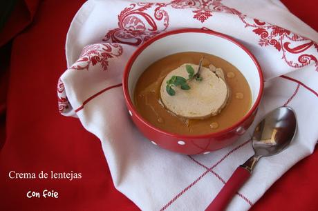 crema de lentejas, foie-micuit