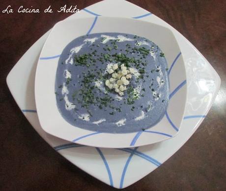 Crema de patatas violetas