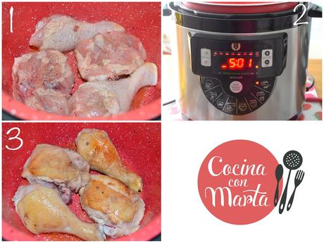 Receta pollo al chilindrón, pollo, fácil, rápido, sana, con verduras, Cocina con Marta, Olla GM, comprar