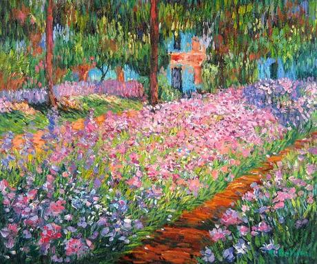 wholesale-and-retail-painting-Artist-s-Garden-at-Giverny-by-Monet-Claude-France-Free-shipping-6pcs