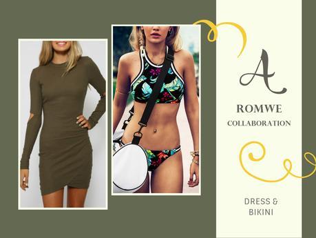 Vestido verde militar y bikini deportivo de flores by Romwe