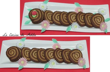 Galletas en forma de espiral, de chocolate y vainilla