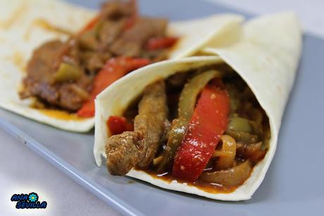 Tacos de ternera a la jardinera