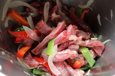 Tacos de ternera a la jardinera