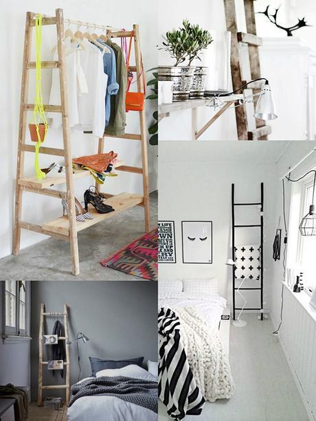 usos-decorativos-escalera-madera Escalera de madera como perchero