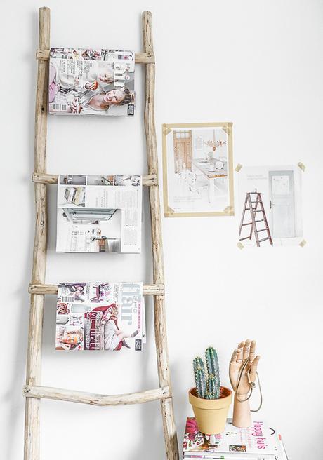 usos-decorativos-escalera-madera Escalera de madera como revistero