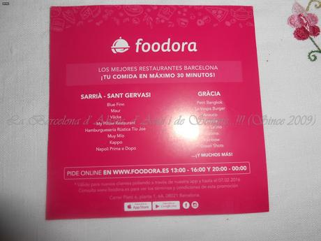 FOODORA, COMIDA A DOMICILIO, A LA BARCELONA D' ABANS, D' AVUI I DE SEMPRE...15-01-2016...!!!