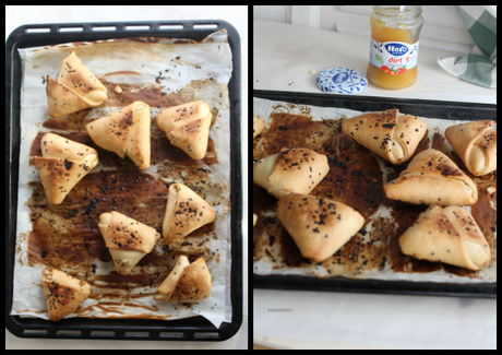 Samosas de mermelada . requesón y nueces